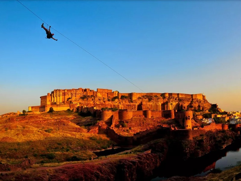zip lining activities besides exploring the splendid forts and palaces