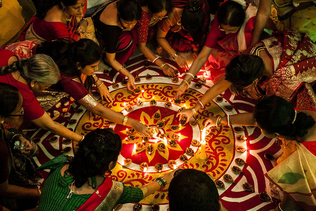 rangoli during diwali festival in kolkata west bengal india