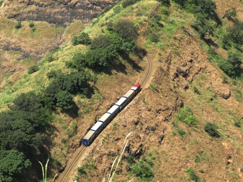 matheran toy train in india view from sky