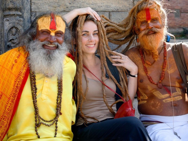tourist and saddhus - adventure activity in rishikesh