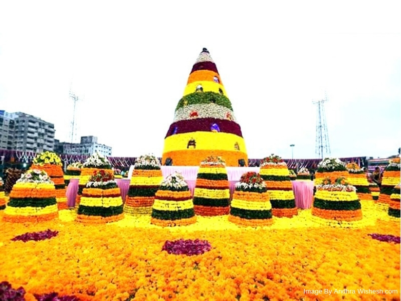 bathukamma telangana floral festival during dussehra celebration in hyderabad