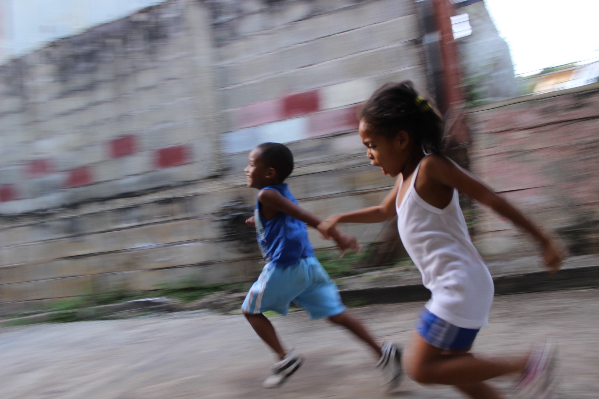 brother running with his sister while facing problem when she travel with her brother