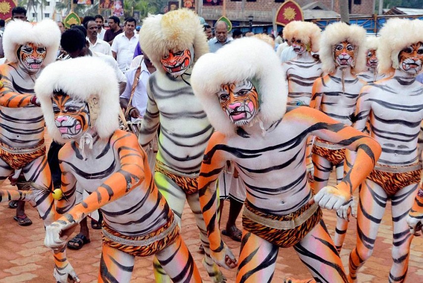 tiger dance at mangalore dasara during dussehra celebrations in mangalore