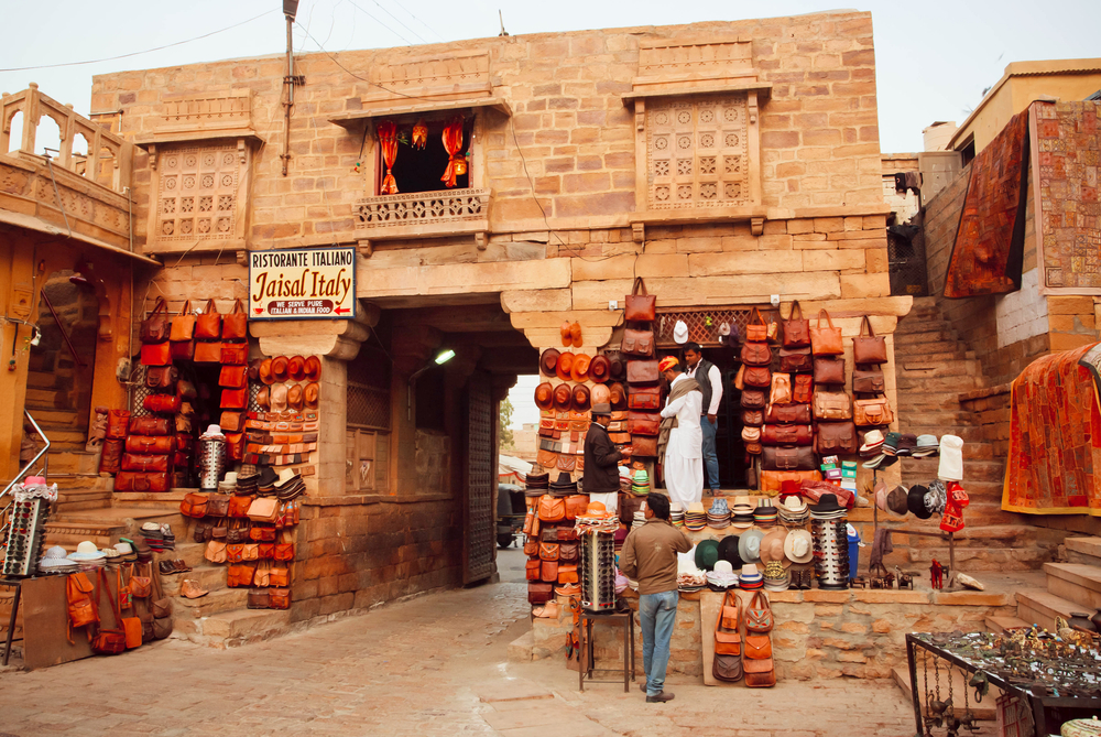 leather bags market in jaisalmer - desert cities in rajasthan