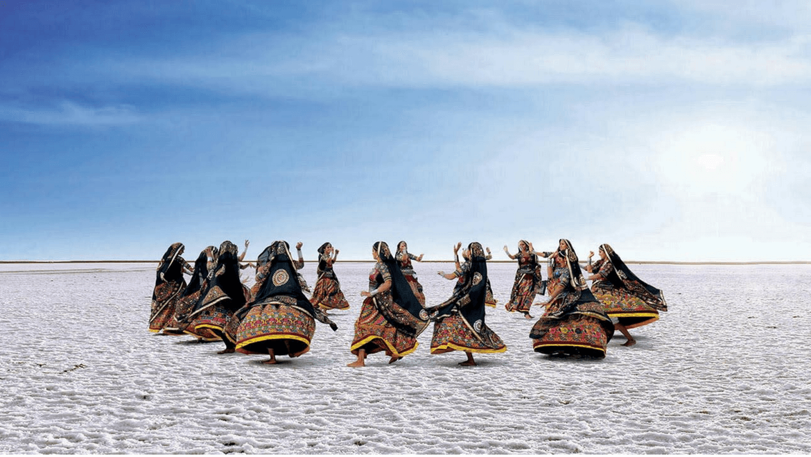 traditional folk dance at rann of kutch gujarat - desert spot in gujarat